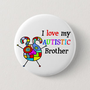 Badge Rond 5 Cm J'aime mon frère autiste