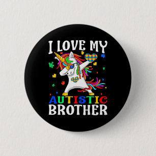 Badge Rond 5 Cm J'aime mon frère autiste Journée de sensibilisatio