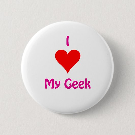 Badge Rond 5 Cm J'aime mon geek (Devant)