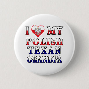 Badge Rond 5 Cm J'Aime Mon Grand-Père Texan Polonais
