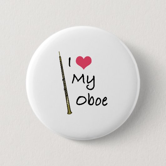 Badge Rond 5 Cm J'aime mon hautbois (Devant)