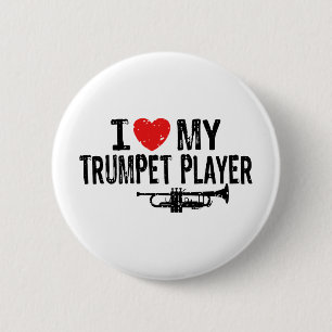 Badge Rond 5 Cm J'Aime Mon Joueur De Trompette