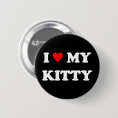 Badge Rond 5 Cm J'Aime Mon Kitty (Devant & derrière)