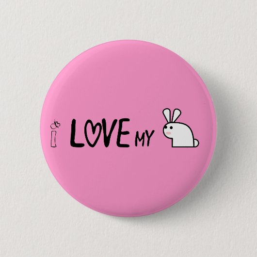 Badge Rond 5 Cm J'aime mon lapin (Devant)