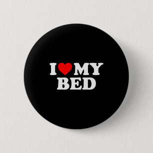 Badge Rond 5 Cm J'aime mon lit - Cœur Rouge