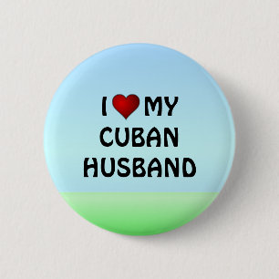 Badge Rond 5 Cm J'AIME MON MARI CUBAIN bouton de rappel