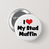Badge Rond 5 Cm J'Aime Mon Muffin Stud (Devant & derrière)