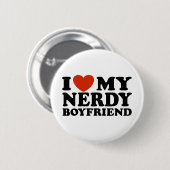 Badge Rond 5 Cm J'Aime Mon Nerdy Boyfriend (Devant & derrière)
