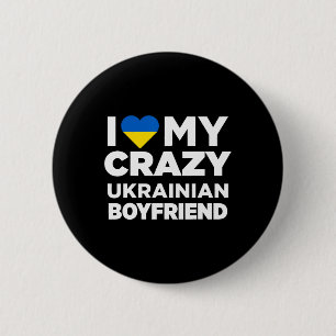 Badge Rond 5 Cm J'aime mon petit ami ukrainien fou Mignon Ukraine