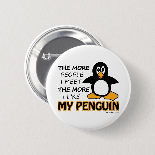 Badge Rond 5 Cm J'Aime Mon Pingouin (Devant & derrière)
