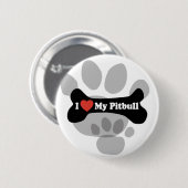 Badge Rond 5 Cm J'aime mon Pitbull - os de chien (Devant & derrière)