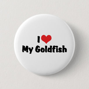 Badge Rond 5 Cm J'aime mon poisson rouge de tout mon cœur - Amoure