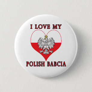 Badge Rond 5 Cm J'Aime Mon Polonais Babcia