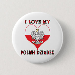 Badge Rond 5 Cm J'Aime Mon Polonais Dziadek