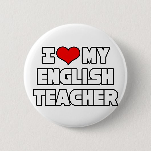 Badge Rond 5 Cm J'aime mon professeur d'anglais (Devant)