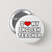 Badge Rond 5 Cm J'aime mon professeur d'anglais (Devant & derrière)