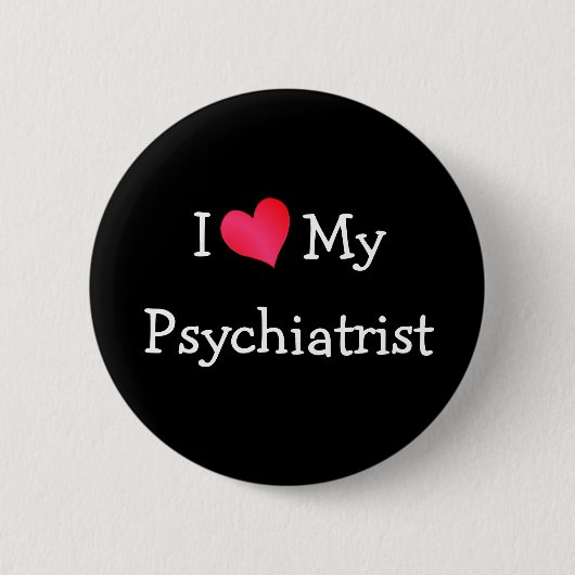 Badge Rond 5 Cm J'Aime Mon Psychiatre (Devant)