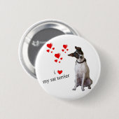 Badge Rond 5 Cm J'aime mon Rat terrier (Devant & derrière)
