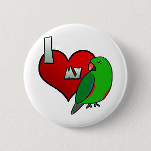 Badge Rond 5 Cm J'aime mon rouge ai dégrossi Eclectus