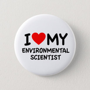 Badge Rond 5 Cm J'aime mon scientifique de l'environnement