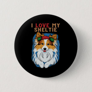 Badge Rond 5 Cm J'Aime Mon T-shirt Sheltie