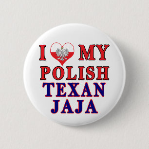 Badge Rond 5 Cm J'Aime Mon Texan Polonais Jaja