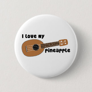 Badge Rond 5 Cm J'aime mon ukulélé d'ananas