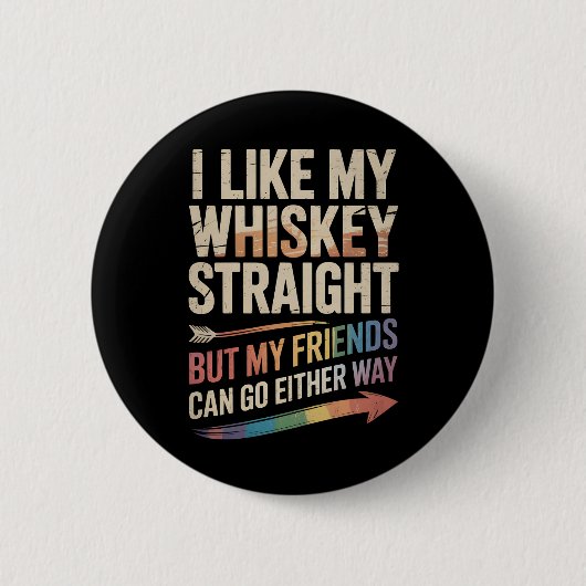 Badge Rond 5 Cm J'Aime Mon Whiskey Droit Mais Mes Amis LGBTQ (Devant)