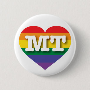 Badge Rond 5 Cm J'aime Montana Gay pride Rainbow Heart