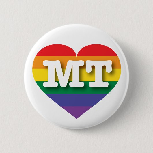Badge Rond 5 Cm J'aime Montana Gay pride Rainbow Heart (Devant)