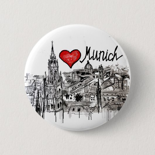 Badge Rond 5 Cm J'aime Munich (Devant)