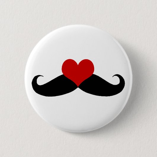 Badge Rond 5 Cm J'aime Mustaches Black and Red Button (Devant)
