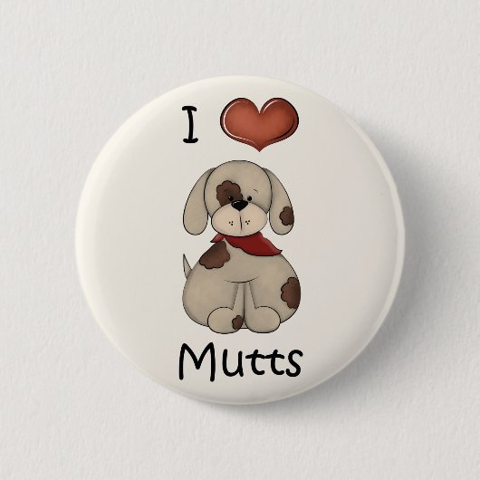 Badge Rond 5 Cm J'aime Mutts Chien de garçon bouton (Devant)