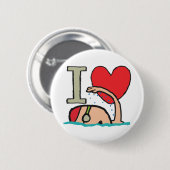 Badge Rond 5 Cm J'Aime Nager (Devant & derrière)