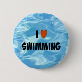 Badge Rond 5 Cm J'Aime Nager - Inviter l'eau bleue (Devant)