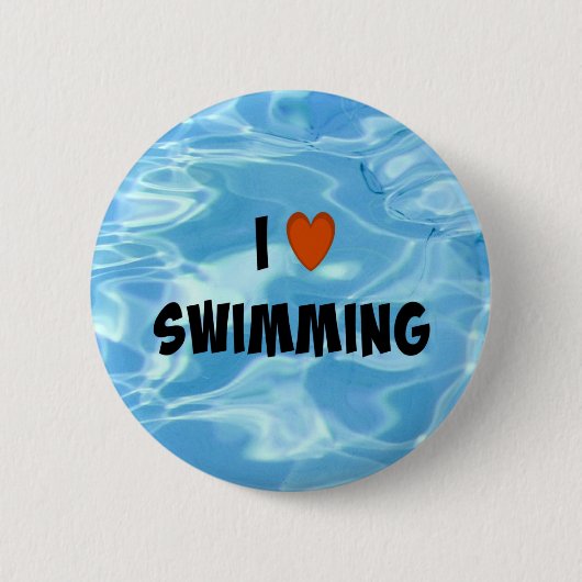 Badge Rond 5 Cm J'Aime Nager - Inviter l'eau bleue  (Devant)