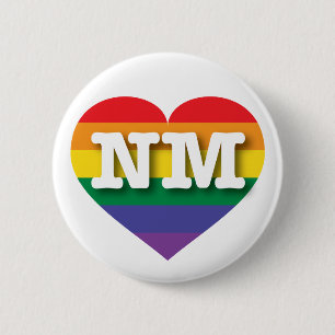 Badge Rond 5 Cm J'aime New Mexico Gay pride Rainbow Heart