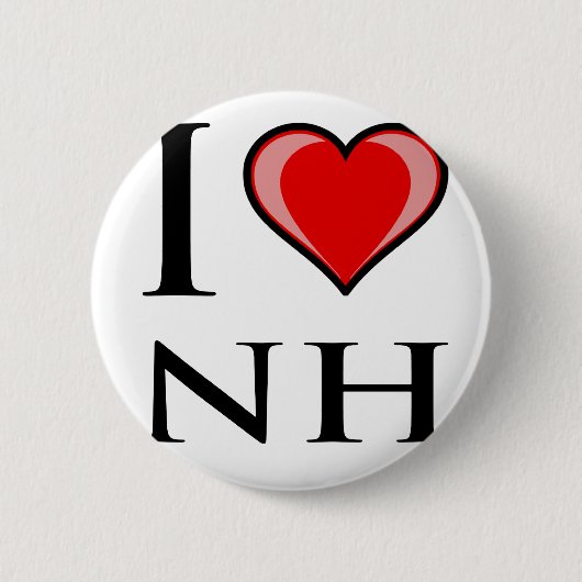 Badge Rond 5 Cm J'aime NH - New Hampshire (Devant)