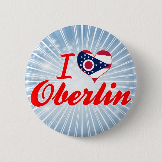 Badge Rond 5 Cm J'aime Oberlin, Ohio (Devant)