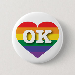 Badge Rond 5 Cm J'aime Oklahoma Gay pride Rainbow Heart