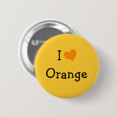 Badge Rond 5 Cm J'Aime Orange (Devant & derrière)