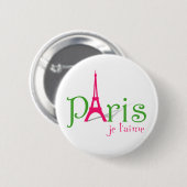 Badge Rond 5 Cm J'aime Paris (Devant & derrière)