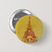 Badge Rond 5 Cm J'aime Paris (Devant & derrière)