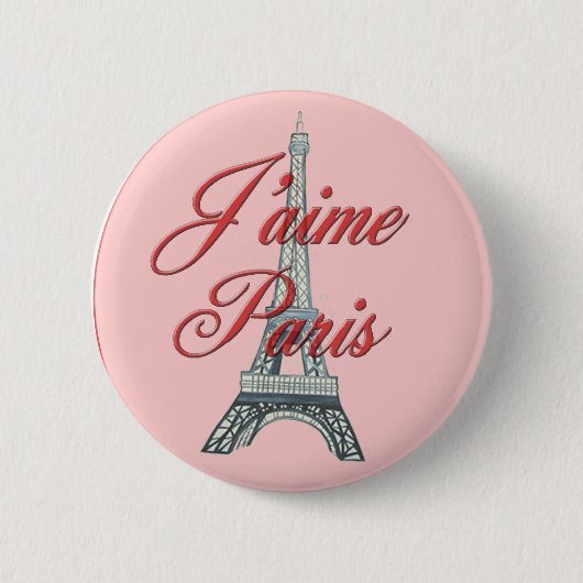 Badge Rond 5 Cm J'aime Paris (Devant)