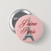 Badge Rond 5 Cm J'aime Paris (Devant & derrière)
