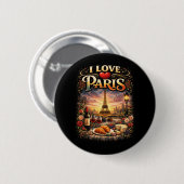 Badge Rond 5 Cm J'aime Paris (Devant & derrière)
