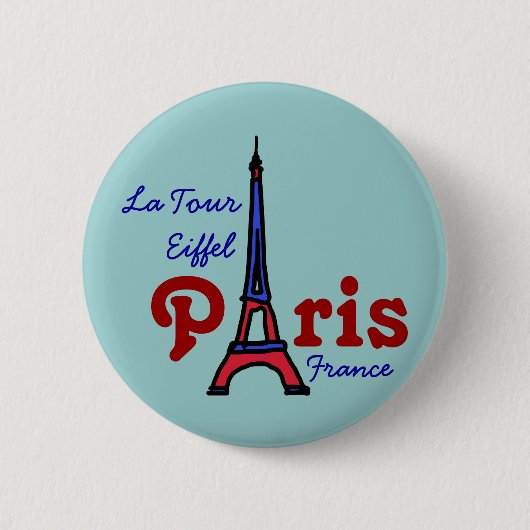 Badge Rond 5 Cm J'aime Paris (Devant)
