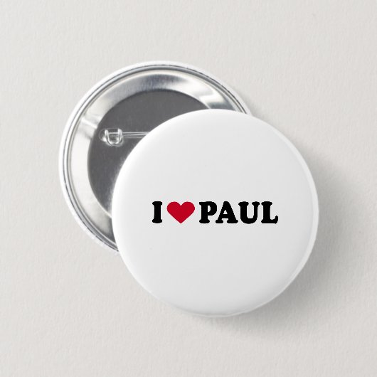 BADGE ROND 5 CM J'AIME PAUL (Devant & derrière)
