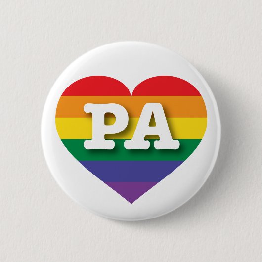 Badge Rond 5 Cm J'aime Pennsylvania Gay pride Rainbow Heart (Devant)