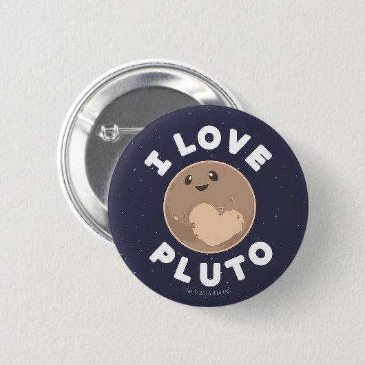 Badge Rond 5 Cm J'aime Pluton (Devant & derrière)